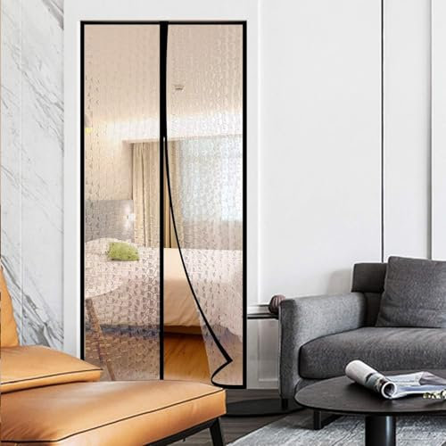 Magnet Wärmeschutzvorhang Thermo Kälteschutz Tür Fenster Thermovorhang Isolierung Winter Kälteschutzvorhang für Balkontür Wohnzimmer Transparent (160 * 220cm/63 * 87in)