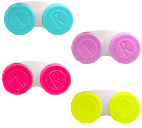 MYSUNBAR Contact Lens Containers Germ-free Contact Lens Storage German Brand Suitable for Soft / Hard Lenses Pack of 4, multicoloured, Pocket organiser
