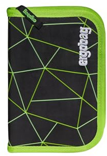 ergobag Astuccio rigido Set da 22 pezzi, matite colorate Lyra, scomparto per orario, scomparto per monete, righello CyBear Race - Nero