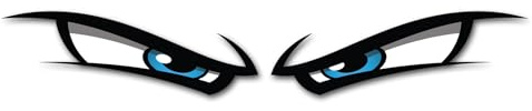 2 x 15cm Eyes Vinyl Stickers - Blue Angry Evil Cartoon Character Funny Joke Bike Helmet Eye Car Vehicle Sign Decal Laptop Sticker #82531