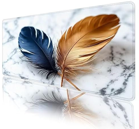 Tapis de Souris Blanc Tapis Souris Plume Tapis de Souris XXL 800 x 300 x 3 mm,Grand sous Main Bureau avec Base en Caoutchouc Antidérapant Surface, Bureau Decoration, Cadeau Anniversaire Femme H969