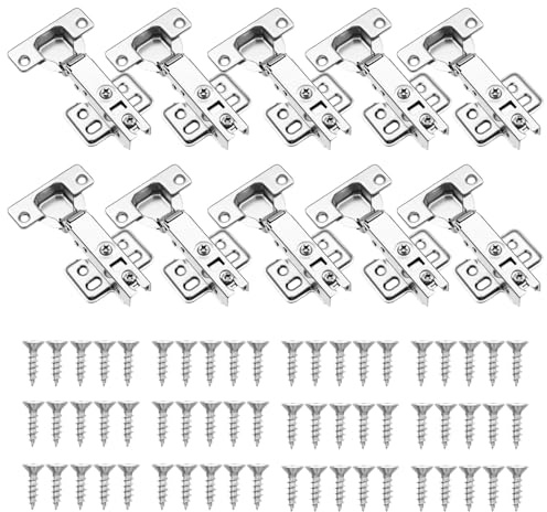 TMZDCJK 10er Cabinet Hinges schrank scharniere, versenktes Soft Close Euroscharnier, Soft Close Schalter, automatisches Schließen, 105° Öffnungswinkel, 4D-Verstellung, gebürstetes Nickel
