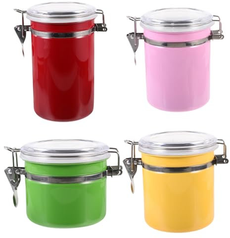 ANDRESLAD 4pcs Airtight Coffee Bean Storage Container Sealed Lid Tea Sugar Snack Storage Jars