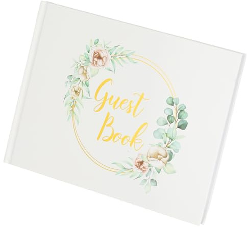PATIKIL Libro Ospiti, Libro Ospiti per Matrimonio, Libro delle Firme per Ricezione, Decorazioni per Feste per Compleanni e Addio al Nubilato, Anello d'oro