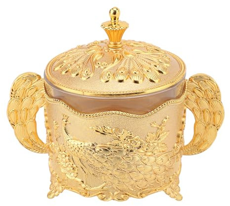 Brrnoo Pot de Stockage de Sucrier en Verre de Style Européen avec Cuillère, Récipient D'assaisonnement de Boîte de Nourriture de Cuisine Vintage pour Bonbons, Idéal pour une Utilisation