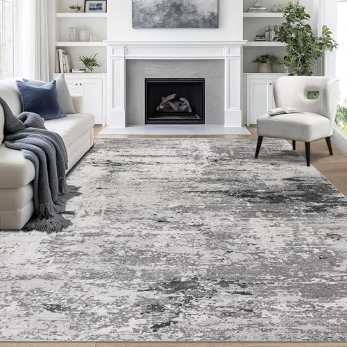 Cekene Washable Rugs Living Room Large 160x230cm Ultra Thin Grey Rugs for Bedroom Non-slip Modern Abstract Floor Carpet for Dining Room Kitchen Office
