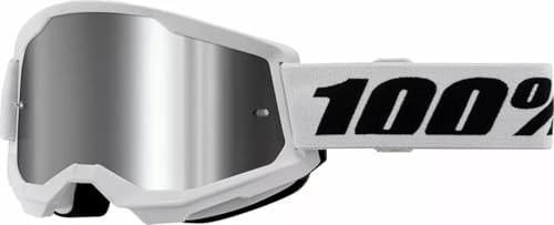 Parts Europe 100% Unisex Erwachsene MX Cross Brille Strata 2 weiss - mirror Lens