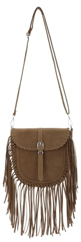 EVEOUT Bolso Bandolera de Piel Gamuza con Flecos Bolso de Hombro Boho Estilo Western Bolso Hippie con Borlas