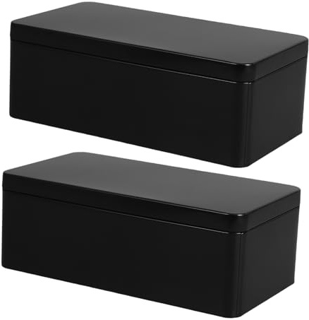 SOLUSTRE 2pcs Decorative Tinplate Box: Universal Storage Container Tea Canister Metal Jar For Candy And Cash - Sturdy Metal Container With Tight Seal