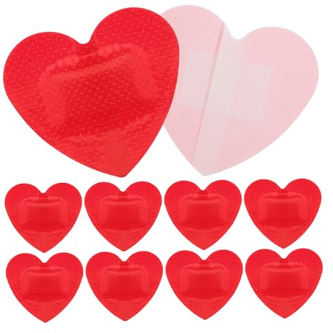 HIAKDOFT Parches Adhesivos Forma de Corazón 20 Unidades Transpirables Elásticos Rojos para Cuidado de Heridas Divertidos para Niños y Adultos Uso Facial Corporal