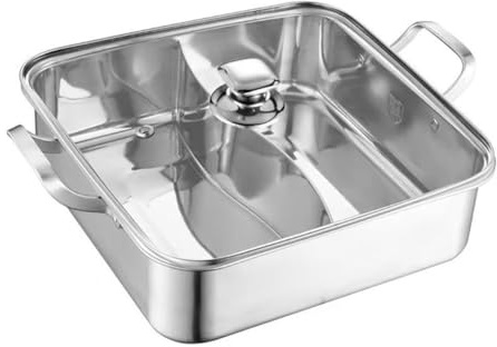 DOITOOL Pentola Doppia in Acciaio 304 per Hot Pot con Divisore Resistente e Versatile per Cucine Induzione Gas ed Elettriche per Riunioni e Sapori Misti