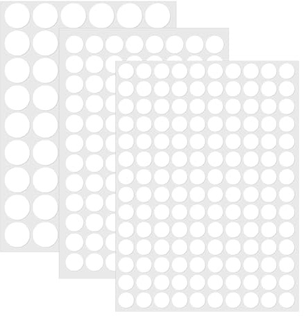 LXUEJIE 580 Stück Schrauben Abdeckkappen Weiß, Selbstklebende Papier Abdeckkappen Für Schrauben 3 Größen 12mm 15mm 21mm Aufkleber Wasserdicht Für Möbel, Schreibtisch, Wandschränke, Weiß
