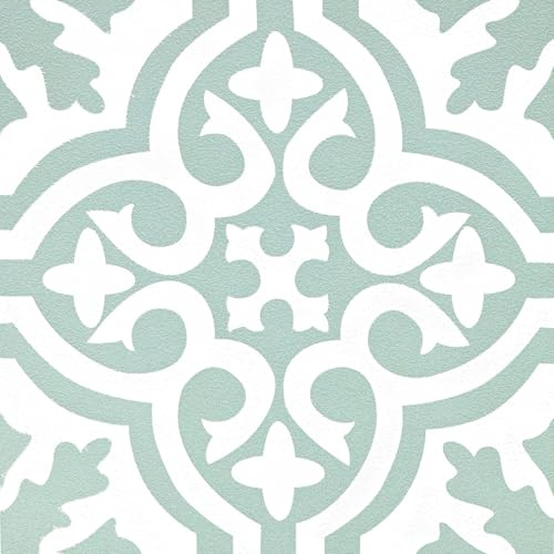 50PCS Green Tile Stickers, 15 X 15CM Stick on Tiles, Self-Adhesive Tile Stickers, Textured Vinyl Stick on Tiles for Kictchen, Bathroom, Fireplace, Cooker Backplash (Four Leaf Clover)