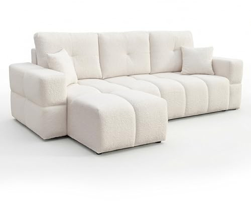 IDOHOME Ecksofa mit Schlaffunktion und Bettkasten 250 x 148 cm | 250 x 148 x 85 cm, Hoher Sitzkomfort, Flexible Ottomane, Wohnen und Schlafen, Integrierter Bettkasten
