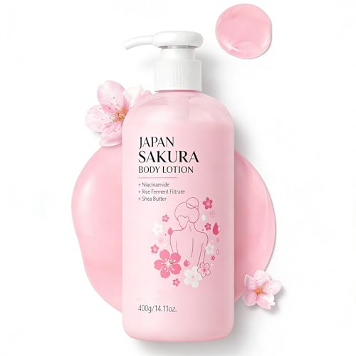 Lozione per il corpo giapponese Cherry Blossom 400 ml – Crema idratante per mani e corpo, crema per il corpo per la pelle secca, crema per il corpo, crema idratante, detergente per il viso