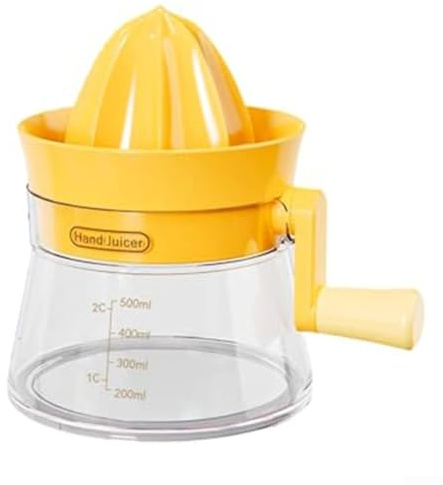 Presse-agrumes manuel à manivelle pour agrumes, presse-citron orange manuel avec passoire en acier inoxydable, pour un nettoyage facile - Presse à fruits en plastique pour la cuisine, vert (jaune)