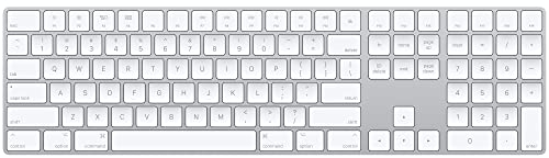 Apple Magic Keyboard mit Ziffernblock: Bluetooth, wiederaufladbar. Kompatibel mit Mac, iPad oder iPhone; Englisch (USA), Silber