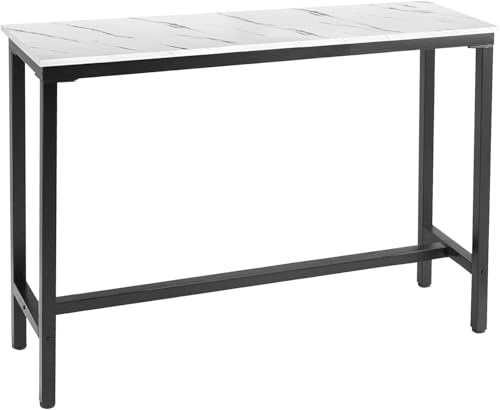 Mr IRONSTONE 53 Bar Table White Marble Industrial Pub Dining Height Table Bistro Table (Indoor USE ONLY)