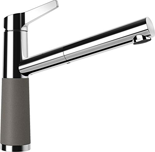 SCHOCK Grifo de cocina SC-510 Asphalt – Grifo de baja presión CRISTADUR con manguera extensible y conectores estándar