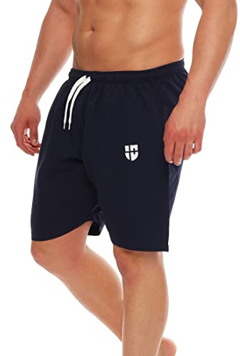 Gennadi Hoppe badshorts för män, långa badbyxor, strandshorts, boardshorts, Blå (marinblå), XXL