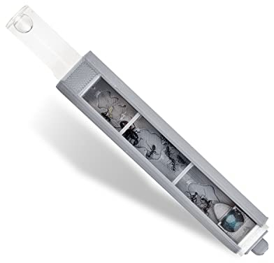 AntHouse - Provetta per Formiche - Tubex 3D - Grigio - 3 Scomparti e 4 Coperchi Sigillanti - A Prova di umidità - Vassoio per Mangimi - Controllo della Luce