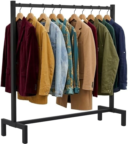 CLP Melva Garderobenständer Metall, Kleiderständer stabil im Industrial Look mit 1 Stange, robust für Flur oder Büro, Farbe:schwarz, Größe:120x38x120