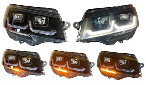 Pure Cardesign Scheinwerfer passend für VW T6.1 Bus Bj 2019+ schwarz Tagfahrlicht LED Blinker Frontscheinwerfer (Halogen)
