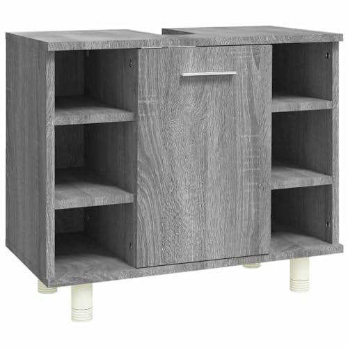 vidaXL Badschrank, Waschtischunterschrank mit viel Stauraum, Schrank für Badezimmer, Badezimmerschrank Waschtischunterschrank, Grau Sonoma Holzwerkstoff