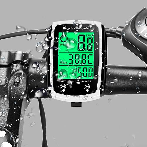 Compteur de vitesse filaire étanche avec écran LCD Noir