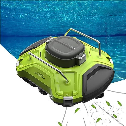 RayGenius Fully Automatic Pool Vacuum Cleaner, Cordless Robotic Swimming Pool Cleaner Wall-Climbing Underwater Cleaner with Smart Navigation and Top Load Filter