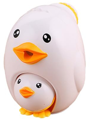 Sacapuntas de dibujos animados 2 en 1, sacapuntas de escritorio con manivela, lindo pato mamá y bebé para niños escolares, gallina blanca