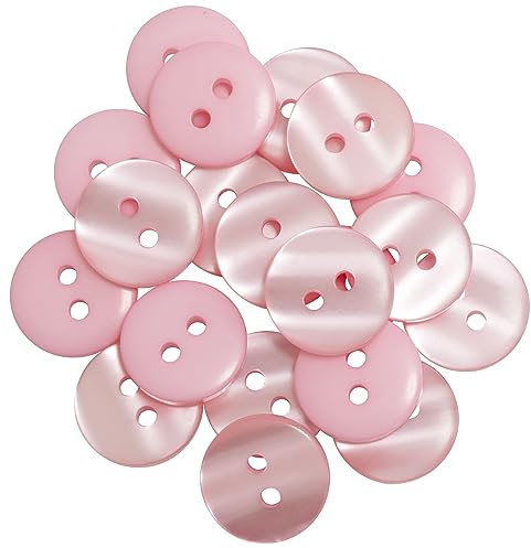 AERZETIX - C67896 - Satz von 20 runden Nähknöpfen Ø15 mm mit 2 löchern L24 24L - farbe hellrosa - aus kunststoff - konfektion kurzwaren nähen kleidung mode dekoration