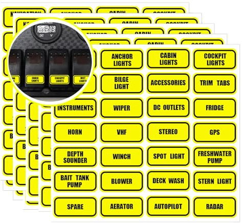 Boat Switch Panel Labels Marine Boat Dash Board Switch Instrument Panel Vinyl Decal 0.3 x 1 Inch - Rocker Switch Circuit Panel Sticker Light Switch Fuse Description Button Boating Fishing Horn 84 Pcs