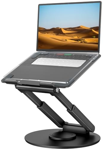 tounee laptopstativ, justerbar höjd med 360° svängbar bas, sitta för att stå ergonomiskt datorstativ, bärbar laptop-riser-hållare, skrivbord för god hållning,alla bärbara datorer 10–17 tum-svart
