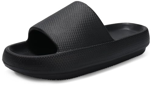 Misolin Zapatillas Mujer Hombre Chanclas Verano Super Suaves on Cloudyzzz Sandalias Antideslizante de Baño Secado Pantuflas Piscina Playa Comodas Interior Exterior Unisex,Negro 39/40 EU