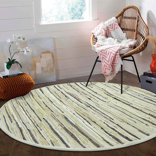 Area Rugs Teppich, rund, Baumwolle, Bauernhaus, handgewebt, für Schlafzimmer, Badezimmer, Wohnzimmer, Boho, wendbar, waschbar, für Küche, Terrasse, Kinderspielzimmer, Kinderzimmer