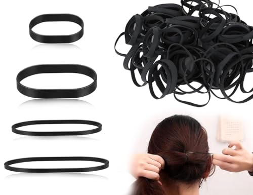 Lhbwhiz Confezione da 64 elastici, anelli elastici in gomma riutilizzabili, elastico largo, resistente e durevole, elastici tattici pesanti, gomma domestica, per campeggio industriale (nero, 4 misure)