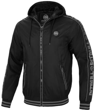 PITBULL - Giacca mezza stagione uomo con cappuccio Whitewood, giacca da uomo antivento transizione con cerniera, comode tasche laterali, giacca primaverile, Nero , M