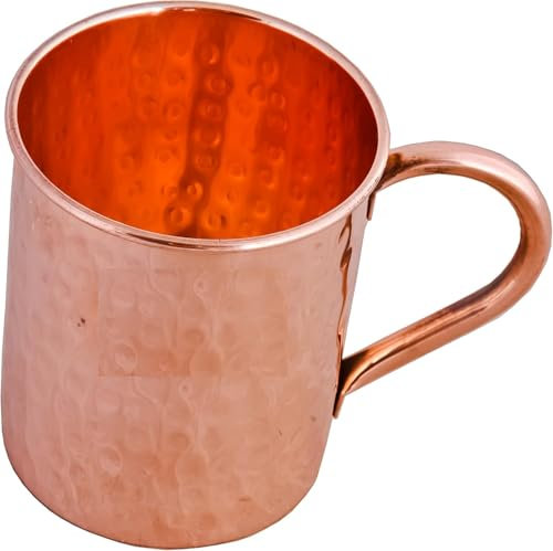 FLFWLASS Hammered Copper Moscow Mule Beer Mug Cup Barware for Parties Capacity 500 ML (2 Piece Brown)