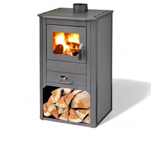 Briconess.com Stufa riscaldamento a legna in acciaio 9 kw antracite