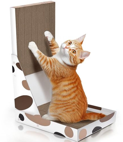 ComSaf Kratzbrett, 64 cm Hoch L Form Kratzbretter Katze, Kratzpappe für Katzen Groß, Kratzmatte Katzen Kratzbrett Zubehör, Katzenkratzbretter, Katzenmöbel, Sicherer Pappe Kratzmöbel Katze für Wände