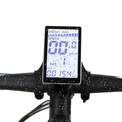 Electric Bicycle LCD Display, 24V 36V 48V 60V Universal E Scooter M5 E Bicycle Display Meter Control Panel Water proof 5 Pin Electric Scooter Panel Screen for 31.8 22.2mm