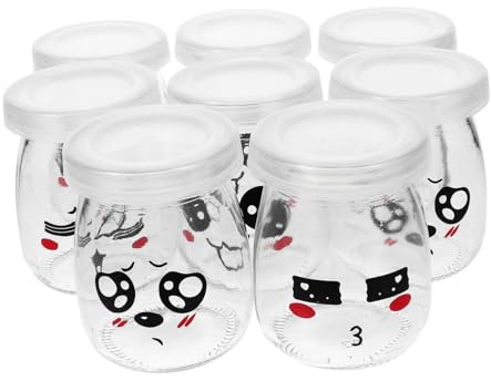 BRIGHTFUFU 8 Pièces Bocaux Yaourt Verre Pour Gelée Bouteilles De Pudding Diy Bouteilles Verre Yaourt Bonbons