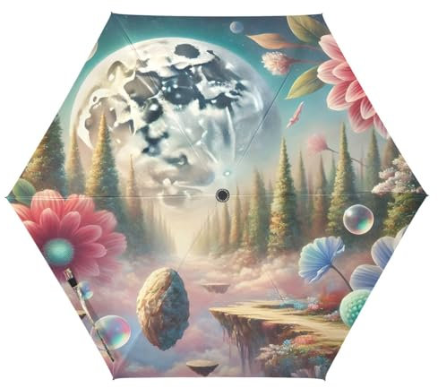 Joitme Dream Garden Pastell Automatik Regenschirm, Leichter Regenschirm, Regenschirm für Abenteurer