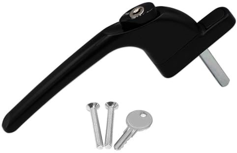 uPVC Universal Window Handle Inline Locking Espag Double Glazing Black 40mm