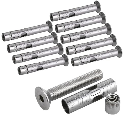 Pernos de anclaje, 10 unidades, tornillos de anclaje de acero inoxidable, tornillo de cabeza avellanada, tornillo avellanado, tornillo de cabeza avellanada, tornillo de anclaje para cargas pesadas