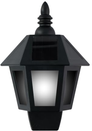 Grundig Lámpara de pared solar para exteriores, lámpara solar con luz LED y efecto de llama, lámpara de pared sin conexión de corriente, farol IP44, color negro