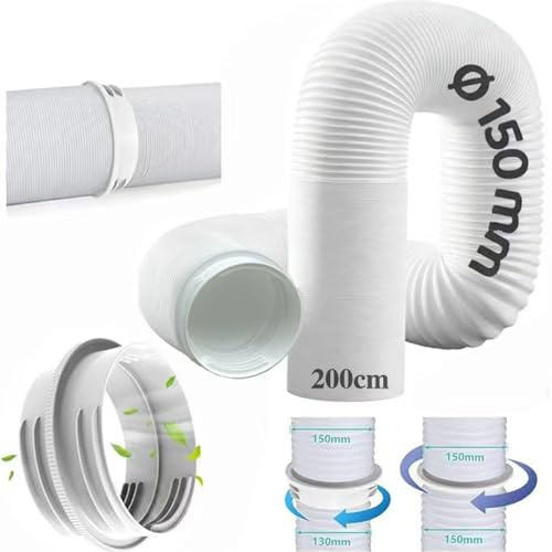 Tubo Aire Acondicionado Portátil 200cm, Con Adaptador Diámetro Interno 130 MM/diámetro Externo 150 MM, Manguera de Ventilación Portátil, Manguera de Escape Acondicionado Telescópica