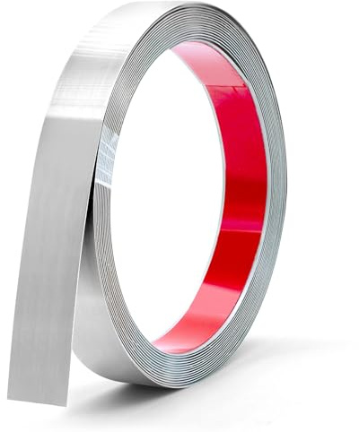ZHIYUQL Bande Décorative Autocollante, En Métal Argenté, Ruban Adhésif En Acier Inoxydable, Facile à Poser Et à Décoller Pour Cadres de Miroirs, 6M × 20MM