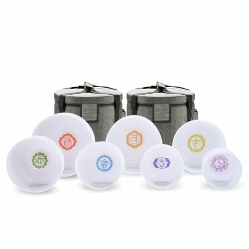 CVNC 432HZ 6-12 Zoll Chakra Symbol Design Frosted Quartz Kristall Singen Schale mit 2 PCS Reise Tragetasche für Klangheilung